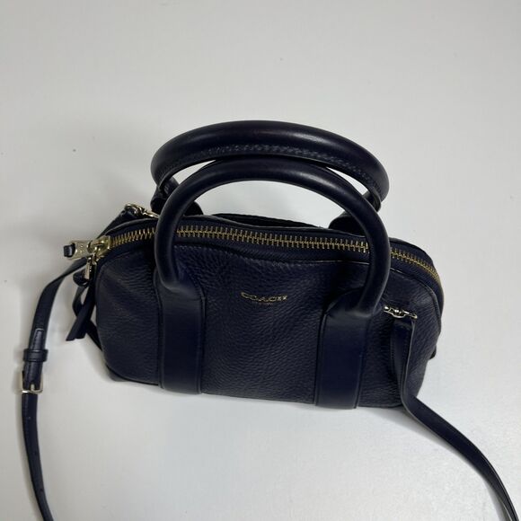 Coach Mini Bleecker Preston Satchel Purple Pebbled Leather Bag w/ Dust Bag - Picture 10 of 13